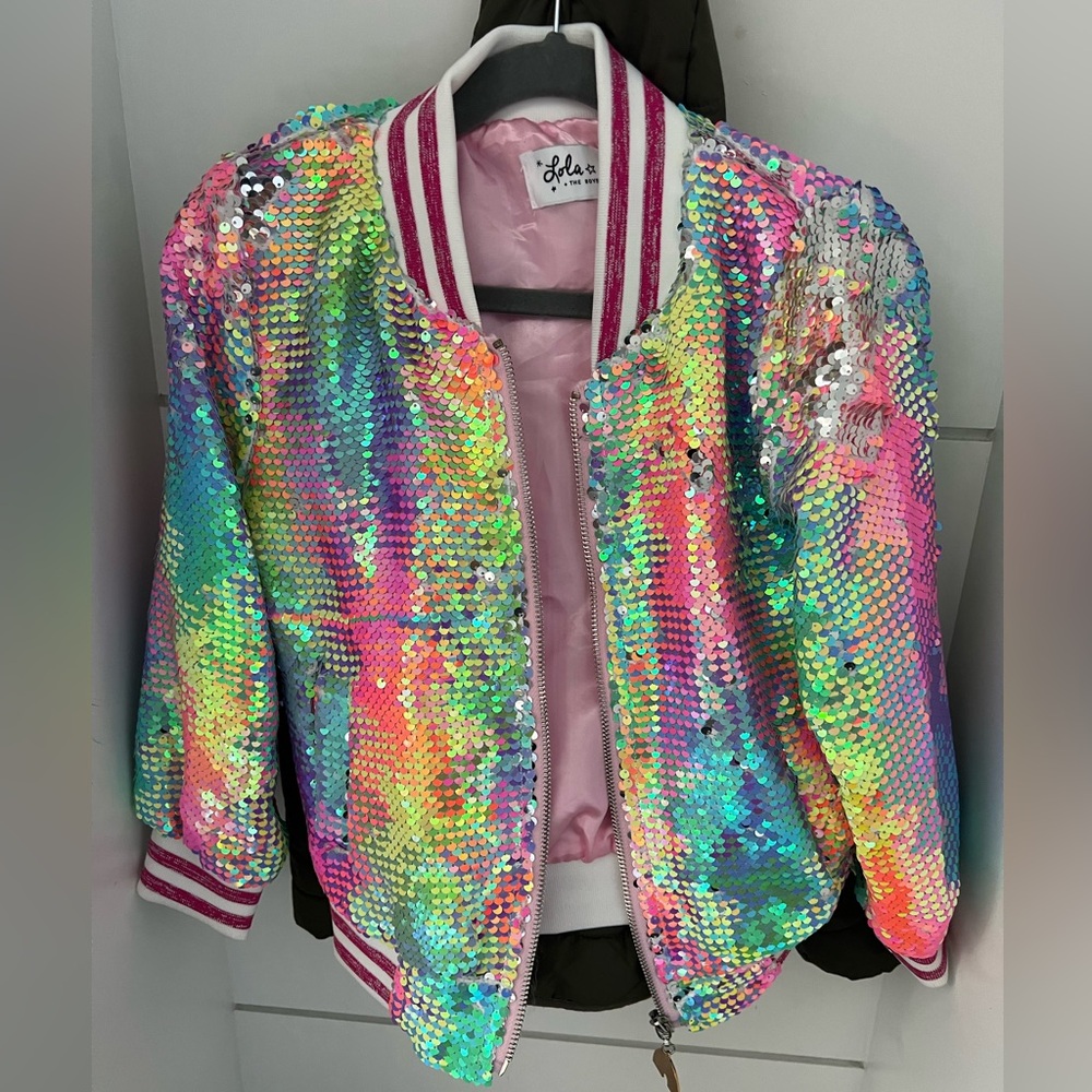 Lola and the Boys Sequin Bomber NWOT size 4T stamped w label never worn